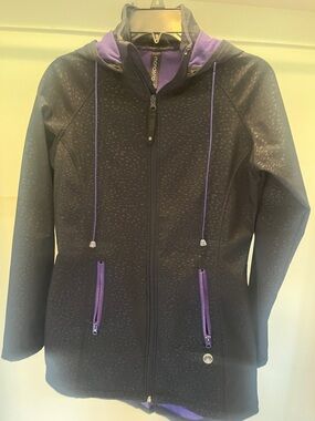 Mondetta Black Rain Jacket with Purple Accents, Size Small